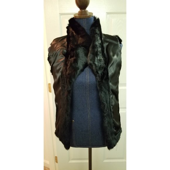 NEW D2K genuine black Angora rabbit fur vest S - Picture 13 of 15